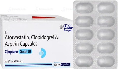 CLOPIZEN GOLD 10 CAPSULES (ATORVASTATIN 10MG+ASPIRIN 75MG+CLOPIDROGEL 75MG)