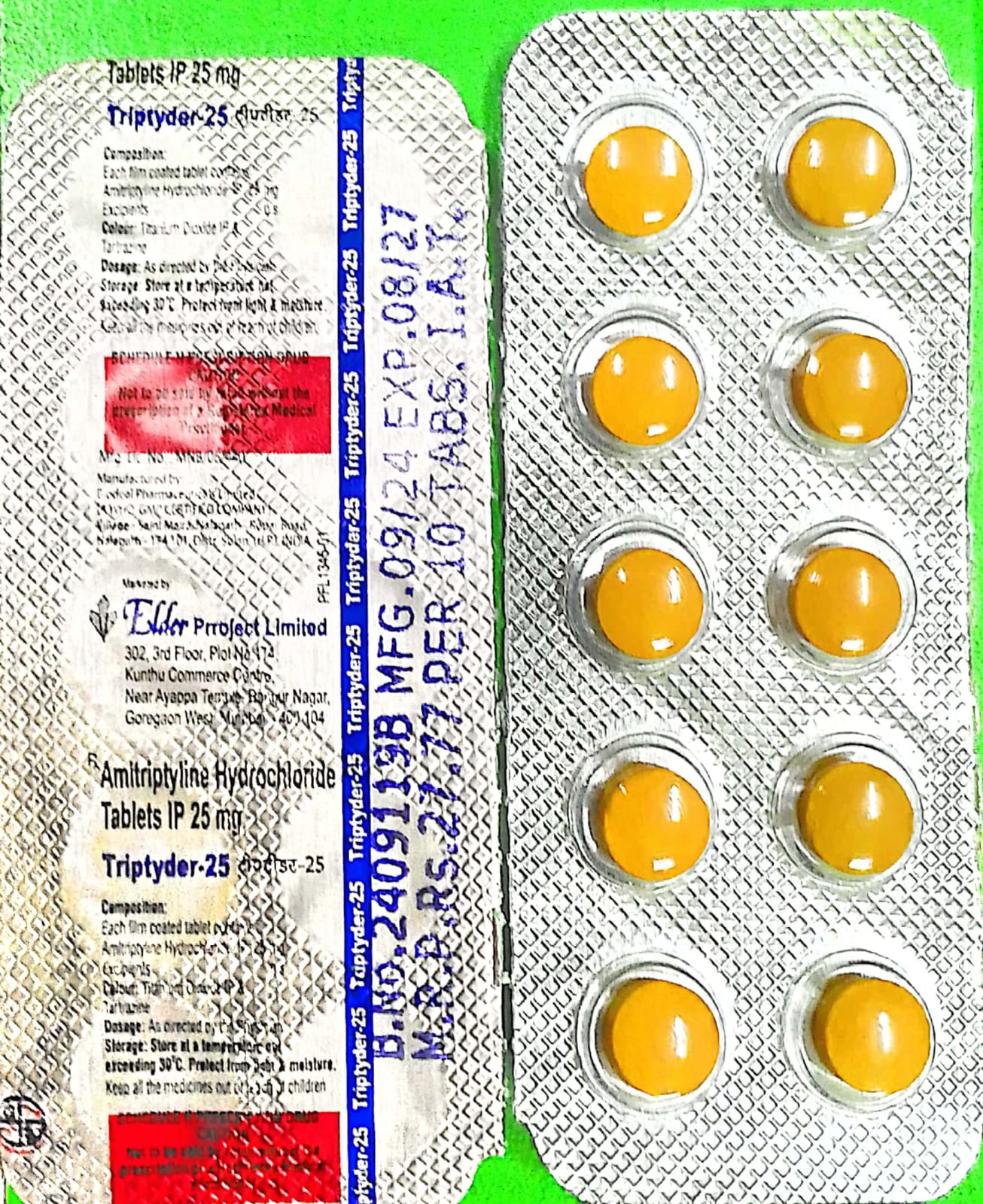 TRIPTYDER 25 TABLET (AMITRIPTYLINE 25MG)