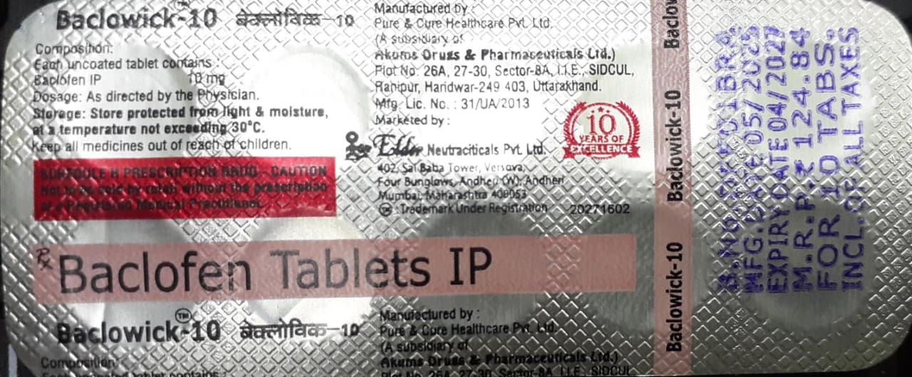 BACLOWICK-10 TABLET (BACLOFEN 10MG)
