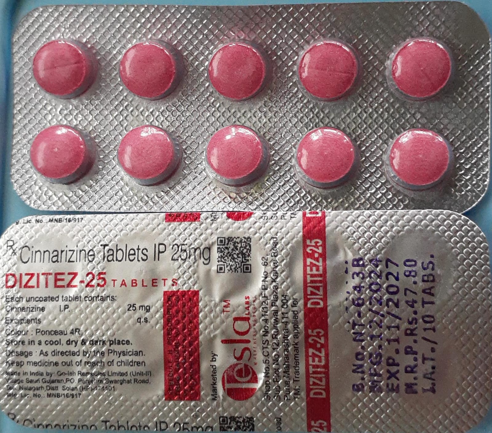 DIZITEZ-25 TABLET (CINNARIZINE 25MG)