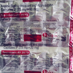 TESCOSPRIN AV 20/75 CAPSULES (ATORVASTATIN 20MG+ASPIRIN 75MG)