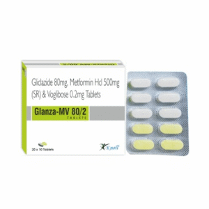 GLANZA-MV 80/2MG TAB (GLICLAZIDE 80MG+METFORMIN HCL 500MG(SR)+VOGLIBOSE 0.2MG TABLETS)