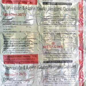 ATORVACIN 20/75 CAPSULES (ATORVASTATIN 20MG+ASPIRIN 75MG)